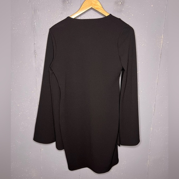 River Island London Black Cape Split Sleeve Bodycon Mini Dress Size US 8 UK 12 - Picture 3 of 5